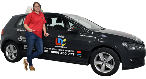 Emily Feneley's driving school car
